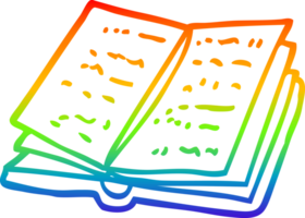 rainbow gradient line drawing cartoon open book png