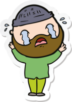 sticker of a cartoon bearded man crying png