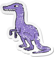 retro distressed sticker of a cartoon dinosaur png