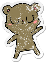 distressed sticker of a peaceful cartoon bear png