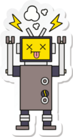 sticker of a cute cartoon malfunctioning robot png