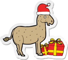 sticker of a cartoon christmas donkey png