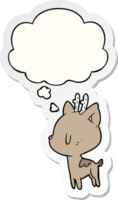 cartoon deer and thought bubble as a printed sticker png