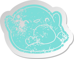 distressed old sticker kawaii of a cute penguin png