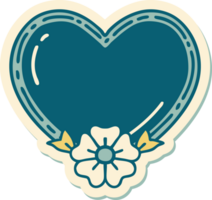 tattoo style sticker of a heart and flower png