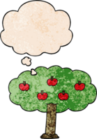 cartoon apple tree and thought bubble in grunge texture pattern style png