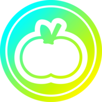 circular de manzana orgánica en espectro de gradiente frío png