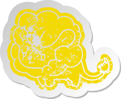 distressed old sticker kawaii cute lion cub png