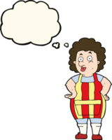 cartoon woman in kitchen apron with thought bubble png