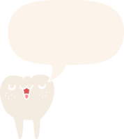 cartoon tooth and speech bubble in retro style png
