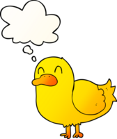 cartoon duck and thought bubble in smooth gradient style png