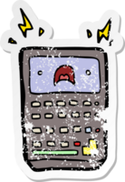 adesivo angustiado de uma calculadora de desenho animado png