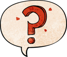 cartoon question mark and speech bubble in retro texture style png