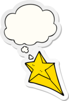 cartoon shooting star and thought bubble as a printed sticker png