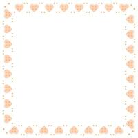 Hand drawn hearts border and frame on white background vector