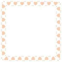 Hand drawn hearts border and frame on white background vector