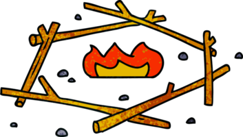 textured cartoon doodle of a camp fire png