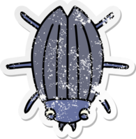 distressed sticker of a quirky hand drawn cartoon beetle png