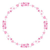 Hand drawn hearts border and frame on white background vector