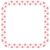 Hand drawn hearts border and frame on white background vector