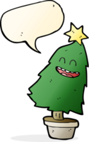 cartoon dancing christmas tree with speech bubble png