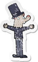 retro distressed sticker of a cartoon werewolf in top hat png