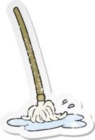 distressed sticker of a wet cartoon mop png