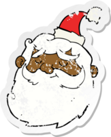 Retro beunruhigter Aufkleber eines Cartoon-Weihnachtsmann-Gesichts png