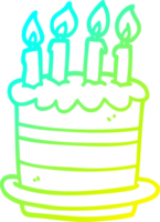 pastel de cumpleaños de dibujos animados de dibujo de línea de gradiente frío png