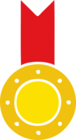 médaille d'or de dessin animé rétro couleur plate png