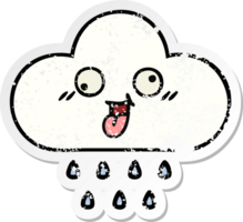 autocollant en détresse d'un joli nuage de pluie de dessin animé png