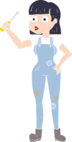 flat color illustration of a cartoon female mechanic png