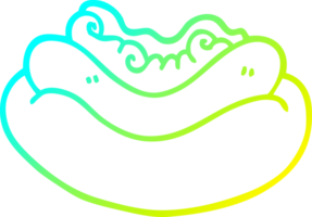 cold gradient line drawing cartoon hotdog in a bun png