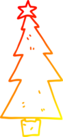 ligne de gradient chaud dessinant un arbre de noël de dessin animé png