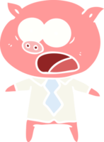 Cartoon-Schwein im flachen Farbstil, das schreit png