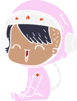 garota de espaço de desenho animado de estilo de cor plana feliz png