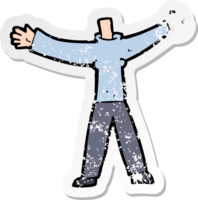 retro distressed sticker of a cartoon headless body png