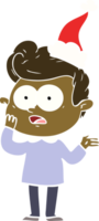 flat color illustration of a staring man wearing santa hat png