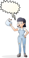 speech bubble cartoon female worker with coffee mug png