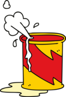 quirky hand drawn cartoon exploding oil can png