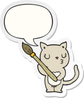 leuke cartoon kat en tekstballon sticker png