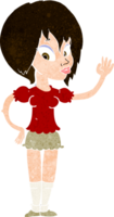 mulher bonita dos desenhos animados acenando png