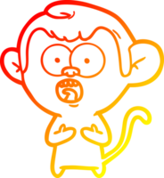 warm gradient line drawing cartoon shocked monkey png