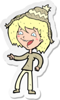 sticker of a cartoon woman wearing hat png