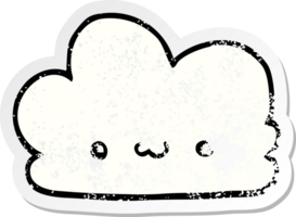 distressed sticker of a cute cartoon cloud png