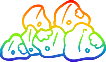 desenho de linha de gradiente de arco-íris cachos de ouro de desenho animado png