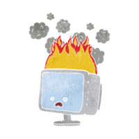 cartoon burning computer png