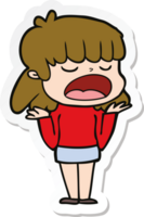 sticker of a cartoon woman talking loudly png