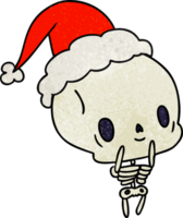 christmas textured cartoon of kawaii skeleton png