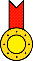 médaille d'or de dessin animé de style bande dessinée png